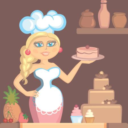 doamna, blonda, bucătar, tort, femeie, bucătărie Klavapuk - Dreamstime
