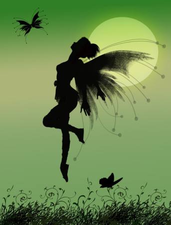 zână, verde, luna, zbura, aripi, fluture Franciscah - Dreamstime