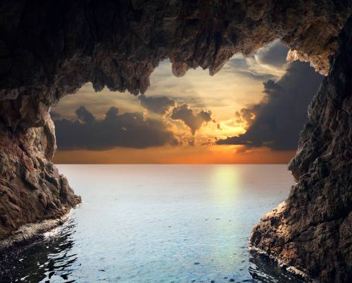 natura, peisaj, de apă, peșteră, apus de soare Iakov Filimonov (Jackf)