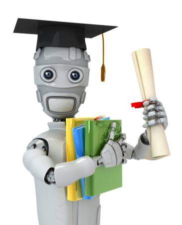 absolvent, robot, hârtie, diploma, fișiere, cărți, pălărie Vladimir Nikitin - Dreamstime