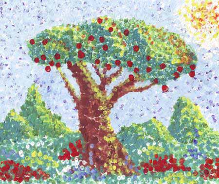 copac, fructe, roșu, grădină, pictura, arta Anastasia Serduykova Vadimovna - Dreamstime