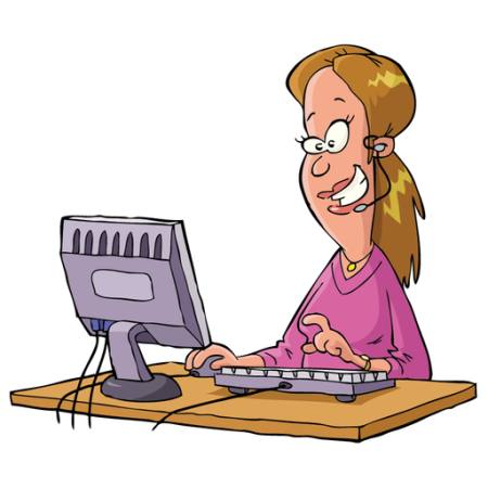 femeie, calculator, vorbesc, suport, ajutor, tastatură Dedmazay - Dreamstime