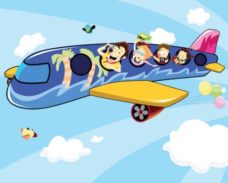 avion, fericit, turisti, baloane, cer, avion Zuura - Dreamstime