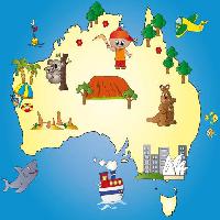 de stat, țară, continent, mare, ocean, barca, koala Milena Moiola (Adelaideiside)