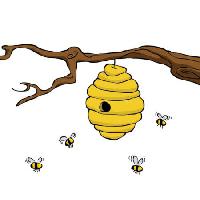 Pixwords Imaginea cu ramură, de albine, stup, galben Dedmazay - Dreamstime