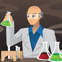 Pixwords Imaginea cu om de știință, chimist, sticle, verde, roșu, mix Artisticco Llc - Dreamstime