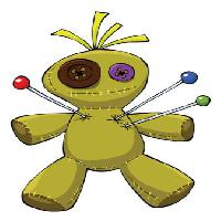 Pixwords Imaginea cu marionetă, voodoo, ace, jucării, butonul Dedmazay - Dreamstime