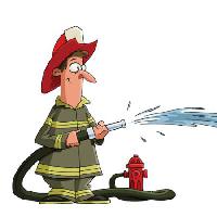 Pixwords Imaginea cu incendiu, om, persoana, barbat, hidrant, hidrant, furtun, roșu, apă Dedmazay - Dreamstime