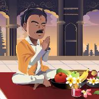 Pixwords Imaginea cu om, roagă-te, alimente, mânca, Appels, banane, fructe, indian Artisticco Llc (Artisticco)