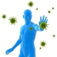 Pixwords Imaginea cu virus, imunitate, albastru, om, persoana, barbat, bolnavi, bacterii, verde Sebastian Kaulitzki - Dreamstime