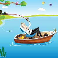 barca, om, persoana, barbat, apa, pescuit, lac Zuura - Dreamstime