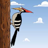 Pixwords Imaginea cu lemn, desen animat pădure, bird, ciocanitoarea, cer Dedmazay - Dreamstime